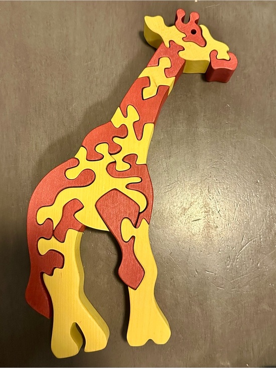 Other - Wooden Giraffe Puzzle Decor - Yellow and Red